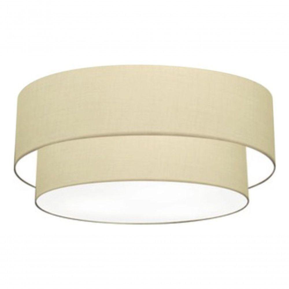 Plafon Duplo Cilíndrico Vivare Md-3065 Cúpula Em Tecido 80x70cm - Bivolt Algodão-crú 127/220v - 3