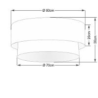 Plafon Duplo Cilíndrico Vivare Md-3065 Cúpula Tecido 80x70cm - Bivolt Amarelo-branco 127/220v - 4