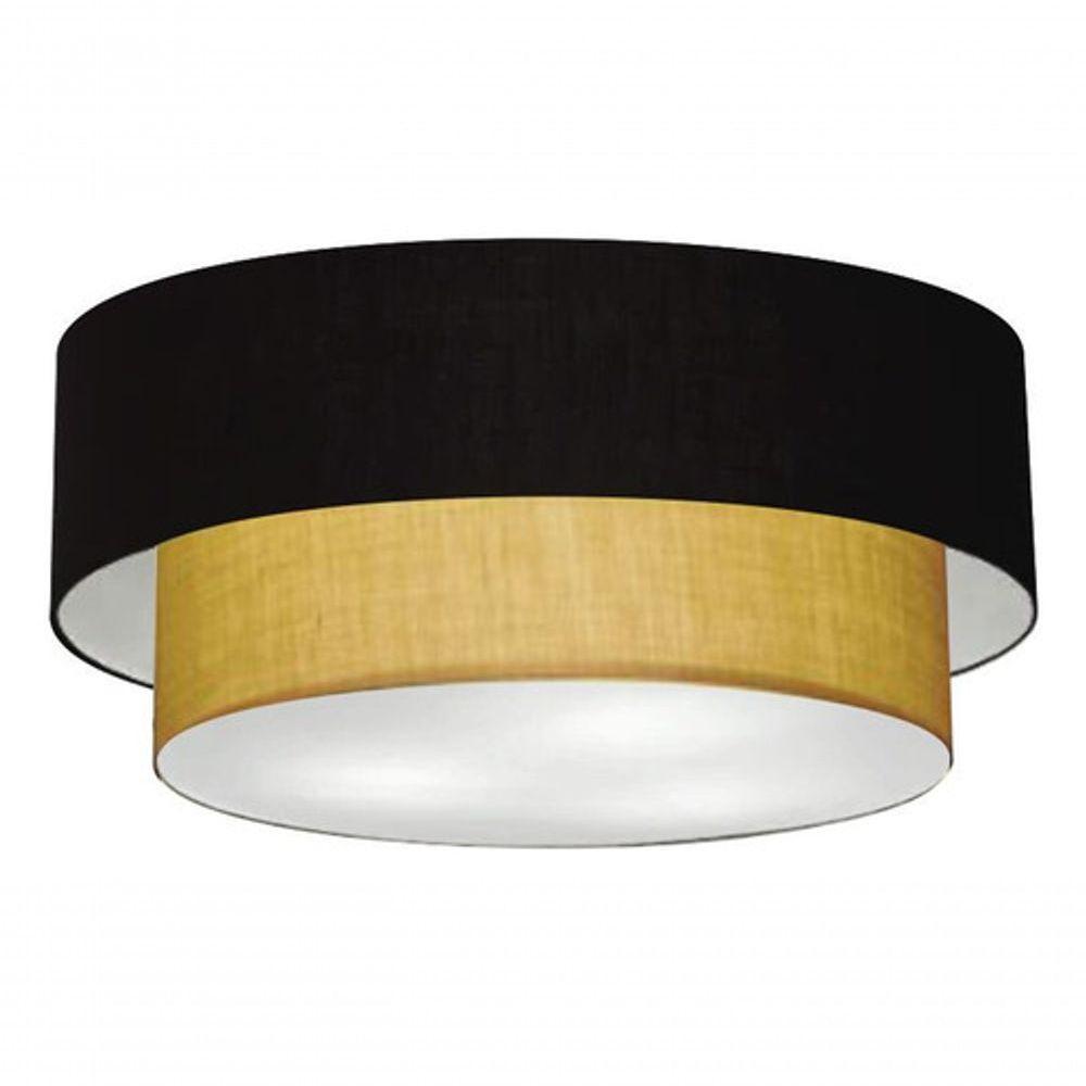 Plafon Duplo Cilíndrico Vivare Md-3065 Cúpula Em Tecido 80x70cm - Bivolt Preto-palha 127/220v - 4