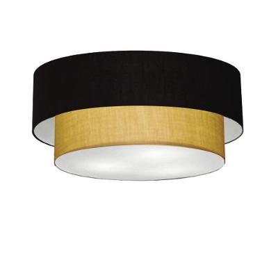 Plafon Duplo Cilíndrico Vivare Md-3065 Cúpula Em Tecido 80x70cm - Bivolt Preto-palha 127/220v
