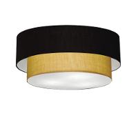 Plafon Duplo Cilíndrico Vivare Md-3065 Cúpula Em Tecido 80x70cm - Bivolt Preto-palha 127/220v - 1