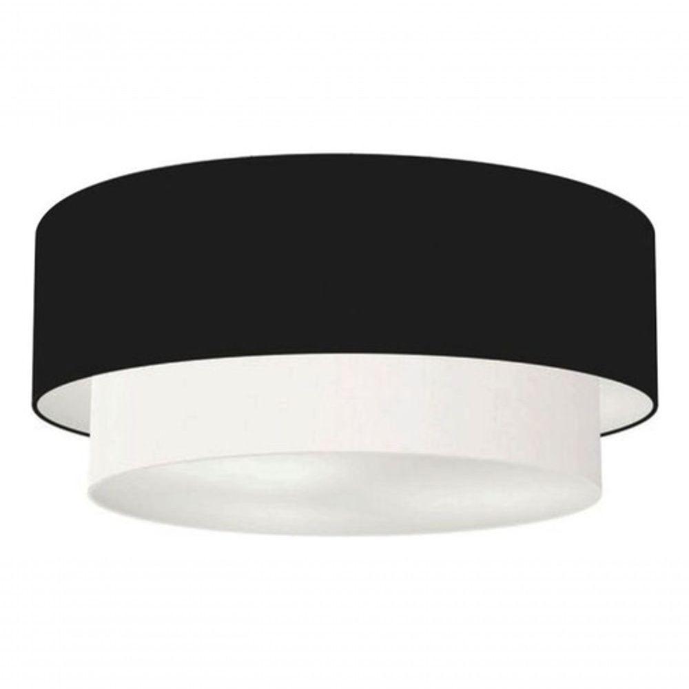 Plafon Duplo Cilíndrico Vivare Md-3065 Cúpula Em Tecido 80x70cm - Bivolt Preto-branco 127/220v - 3
