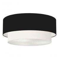 Plafon Duplo Cilíndrico Vivare Md-3065 Cúpula Em Tecido 80x70cm - Bivolt Preto-branco 127/220v - 3