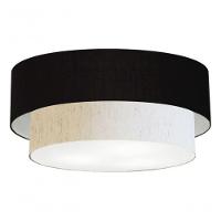 Plafon Duplo Cilíndrico Vivare Md-3065 Cúpula Em Tecido 80x70cm - Bivolt Preto-linho-bege 127/220v - 2