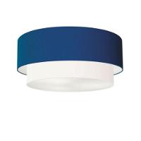 Plafon Duplo Cilíndrico Vivare Md-3065 Cúpula Tecido 80x70cm - Bivolt Azul-marinho-branco 127/220v - 1