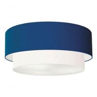 Plafon Duplo Cilíndrico Vivare Md-3065 Cúpula Tecido 80x70cm - Bivolt Azul-marinho-branco 127/220v - 3