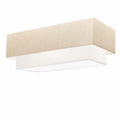 Plafon Duplo Retangular Vivare Md-3071 Cúpula Em Tecido 80x40cm X 70x30cm - Bivolt Linho-bege-branco 127/220v