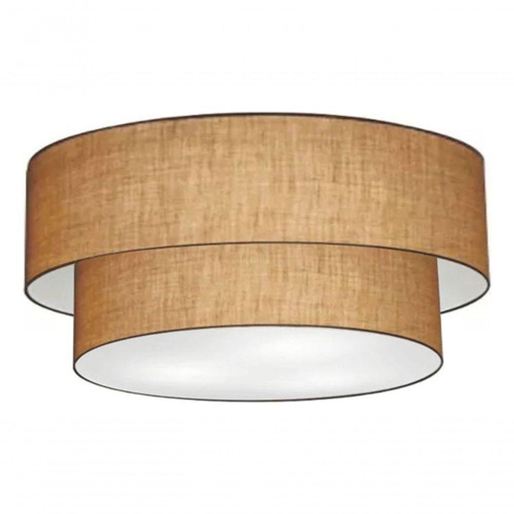Plafon Duplo Cilíndrico Vivare Md-3065 Cúpula Em Tecido 80x70cm - Bivolt Palha 127/220v - 2