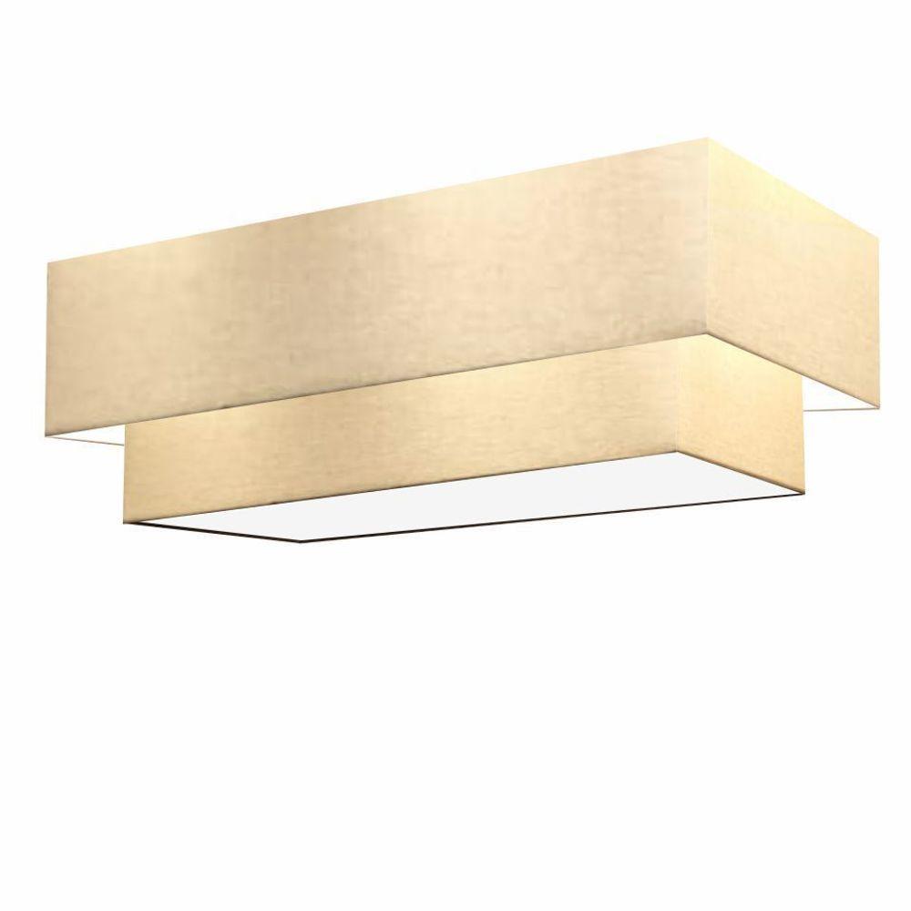 Plafon Duplo Retangular Vivare Md-3071 Cúpula Em Tecido 80x40cm X 70x30cm - Bivolt Algodão-crú 127/220v - 1