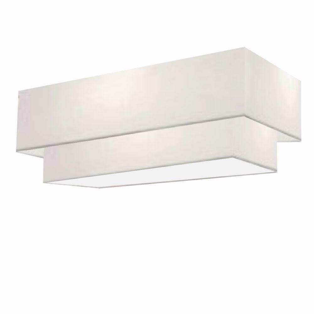 Plafon Duplo Retangular Vivare Md-3071 Cúpula Em Tecido 80x40cm X 70x30cm - Bivolt Branco-branco 127/220v - 1