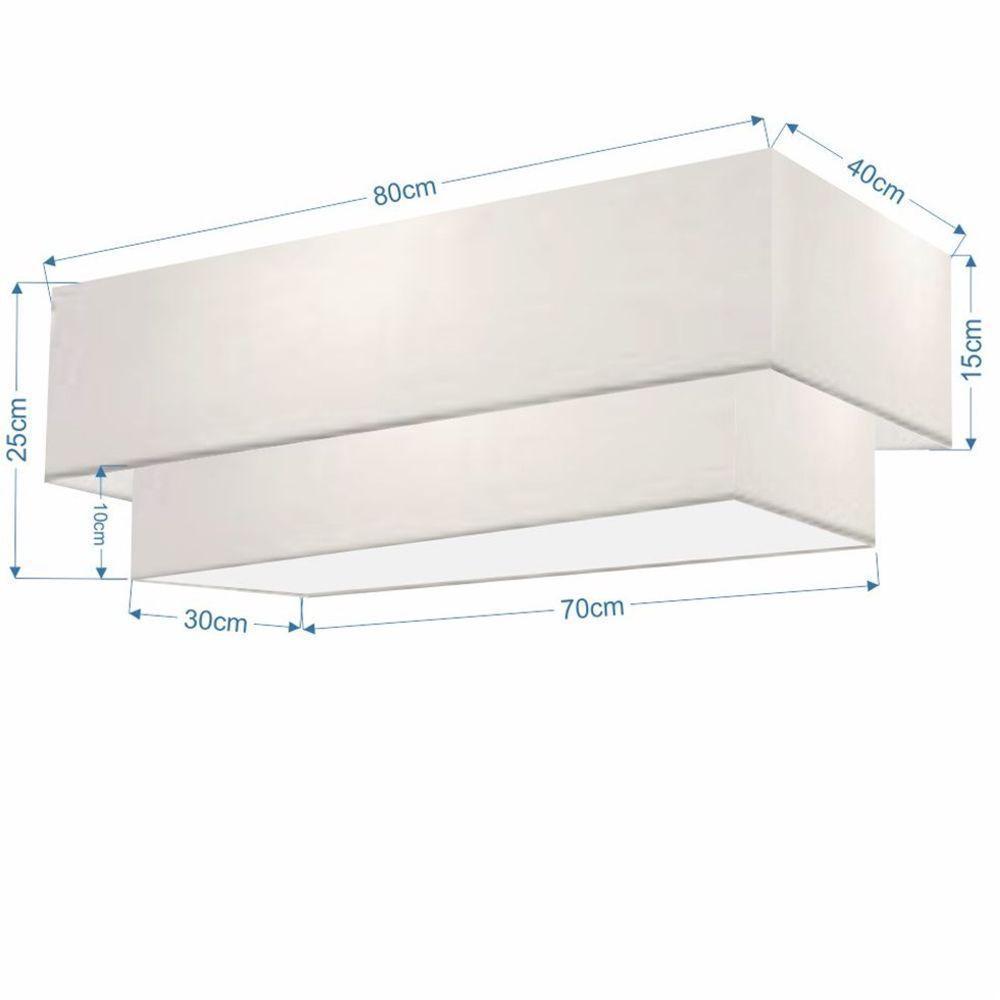 Plafon Duplo Retangular Vivare Md-3071 Cúpula Em Tecido 80x40cm X 70x30cm - Bivolt Branco-branco 127/220v - 2