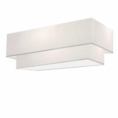 Plafon Duplo Retangular Vivare Md-3071 Cúpula Em Tecido 80x40cm X 70x30cm - Bivolt Branco-branco 127/220v