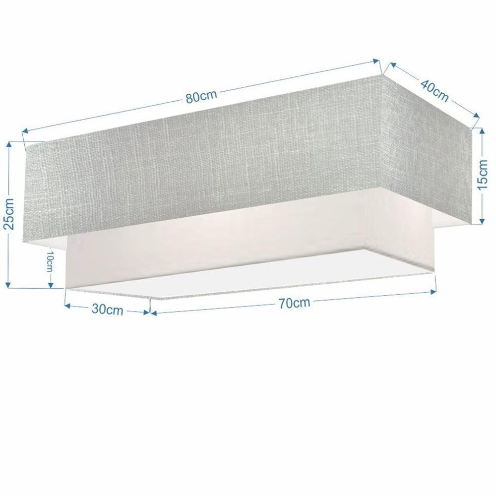 Plafon Duplo Retangular Vivare Md-3071 Cúpula Em Tecido 80x40cm X 70x30cm - Bivolt Rustico-cinza-branco 127/220v - 2