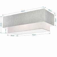 Plafon Duplo Retangular Vivare Md-3071 Cúpula Em Tecido 80x40cm X 70x30cm - Bivolt Rustico-cinza-branco 127/220v - 2