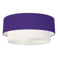 Plafon Duplo Cilíndrico Vivare Md-3065 Cúpula Tecido 80x70cm - Bivolt Roxo-branco 127/220v - 3