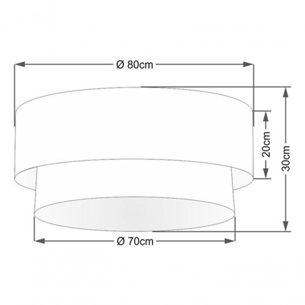 Plafon Duplo Cilíndrico Vivare Md-3065 Cúpula Em Tecido 80x70cm - Bivolt Linho-bege-branco 127/220v - 4