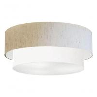 Plafon Duplo Cilíndrico Vivare Md-3065 Cúpula Em Tecido 80x70cm - Bivolt Linho-bege-branco 127/220v - 2