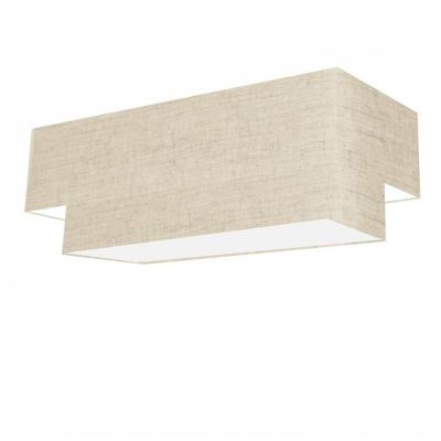 Plafon Duplo Retangular Vivare Md-3071 Cúpula Em Tecido 80x40cm X 70x30cm - Bivolt Rustico-bege 127/220v