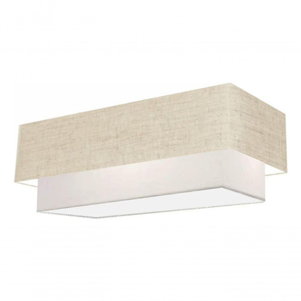 Plafon Duplo Retangular Vivare Md-3072 Cúpula Em Tecido 99x40cm X 80x30cm - Bivolt Rustico-bege-branco 127/220v - 4