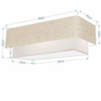 Plafon Duplo Retangular Vivare Md-3072 Cúpula Em Tecido 99x40cm X 80x30cm - Bivolt Rustico-bege-branco 127/220v - 3