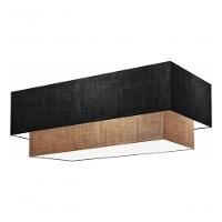 Plafon Duplo Retangular Vivare Md-3072 Cúpula Em Tecido 99x40cm X 80x30cm - Bivolt Preto-palha 127/220v - 3
