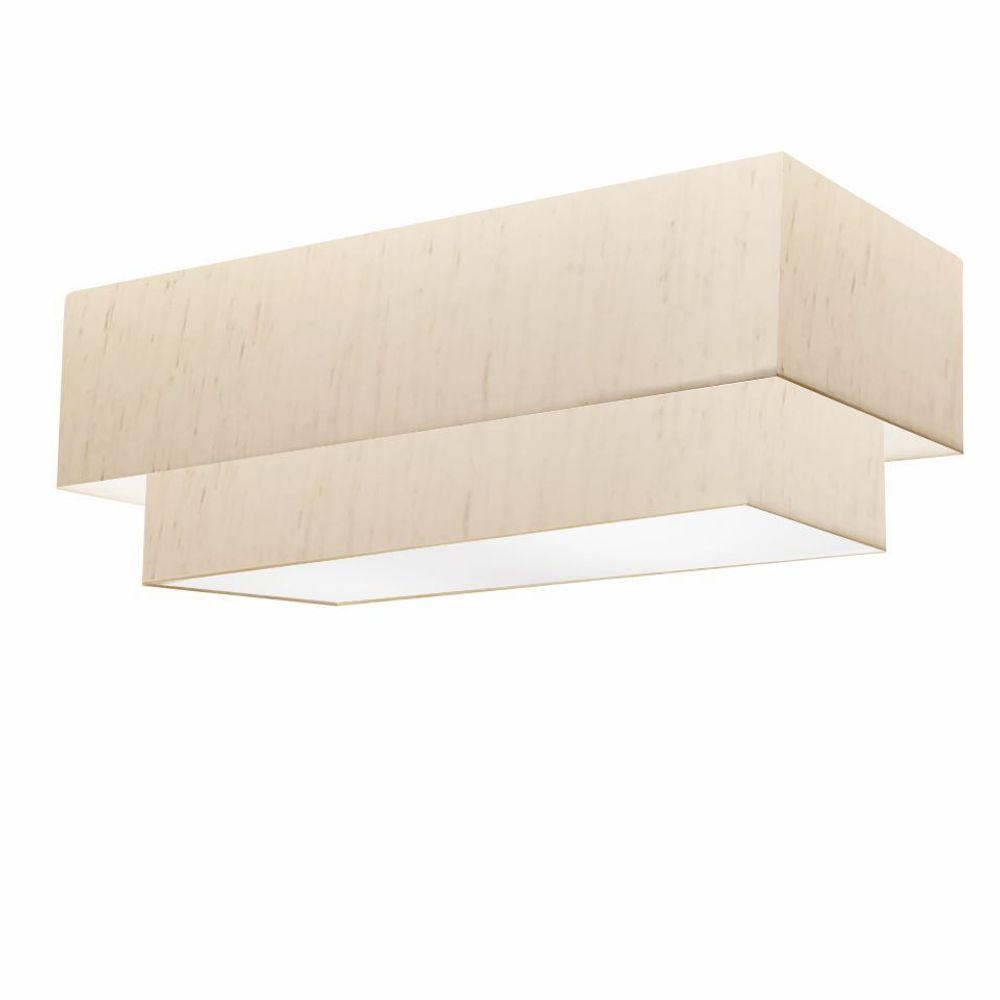 Plafon Duplo Retangular Vivare Md-3072 Cúpula Em Tecido 99x40cm X 80x30cm - Bivolt Linho Bege 127/220v - 1