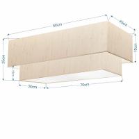 Plafon Duplo Retangular Vivare Md-3072 Cúpula Em Tecido 99x40cm X 80x30cm - Bivolt Linho Bege 127/220v - 2