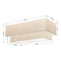 Plafon Duplo Retangular Vivare Md-3072 Cúpula Em Tecido 99x40cm X 80x30cm - Bivolt Linho Bege 127/220v - 4