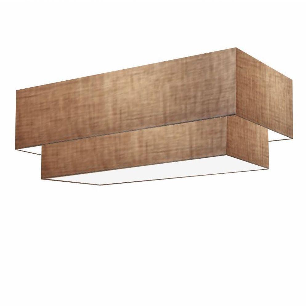Plafon Duplo Retangular Vivare Md-3072 Cúpula Em Tecido 99x40cm X 80x30cm - Bivolt Palha 127/220v - 1