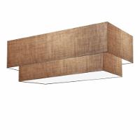 Plafon Duplo Retangular Vivare Md-3072 Cúpula Em Tecido 99x40cm X 80x30cm - Bivolt Palha 127/220v - 1
