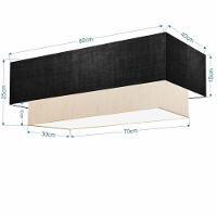 Plafon Duplo Retangular Vivare Md-3071 Cúpula Em Tecido 80x40cm X 70x30cm - Bivolt Preto-linho-bege 127/220v - 2