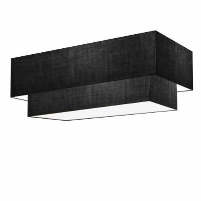 Plafon Duplo Retangular Vivare Md-3071 Cúpula Em Tecido 80x40cm X 70x30cm - Bivolt Preto 127/220v