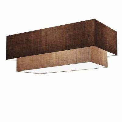 Plafon Duplo Retangular Vivare Md-3072 Cúpula Em Tecido 99x40cm X 80x30cm - Bivolt Café-palha 127/220v