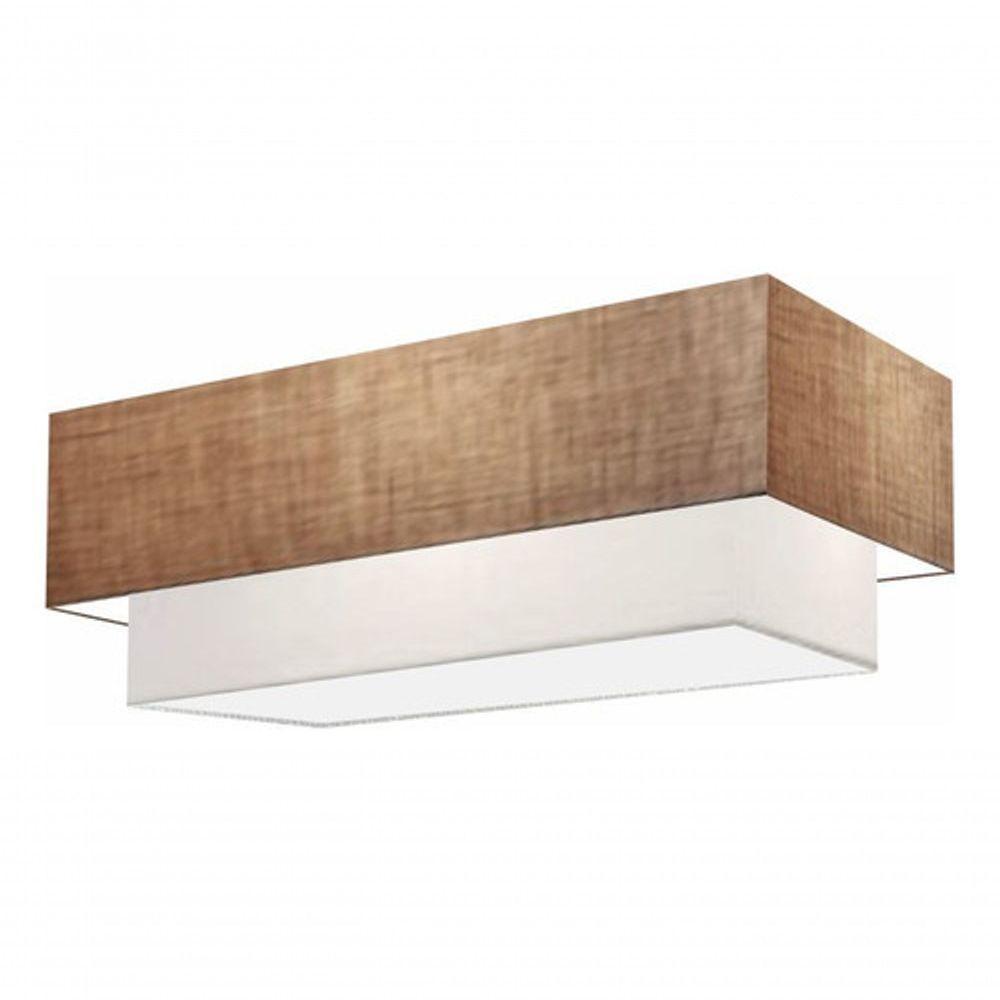 Plafon Duplo Retangular Vivare Md-3072 Cúpula Em Tecido 99x40cm X 80x30cm - Bivolt Palha-branco 127/220v - 3