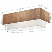 Plafon Duplo Retangular Vivare Md-3072 Cúpula Em Tecido 99x40cm X 80x30cm - Bivolt Palha-branco 127/220v - 2