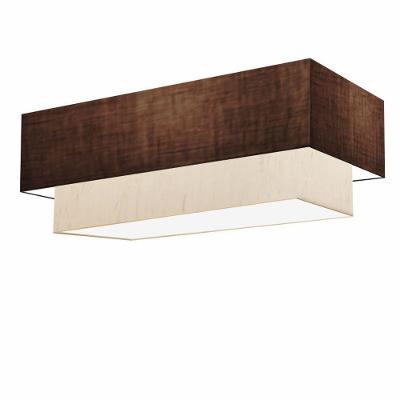Plafon Duplo Retangular Vivare Md-3072 Cúpula Em Tecido 99x40cm X 80x30cm - Bivolt Café-linho-bege 127/220v