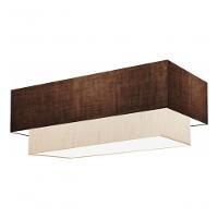 Plafon Duplo Retangular Vivare Md-3072 Cúpula Em Tecido 99x40cm X 80x30cm - Bivolt Café-linho-bege 127/220v - 2