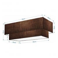 Plafon Duplo Retangular Vivare Md-3072 Cúpula Em Tecido 99x40cm X 80x30cm - Bivolt Café 127/220v - 4