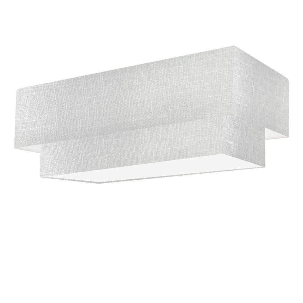 Plafon Duplo Retangular Vivare Md-3072 Cúpula Em Tecido 99x40cm X 80x30cm - Bivolt Rustico-cinza 127/220v - 1