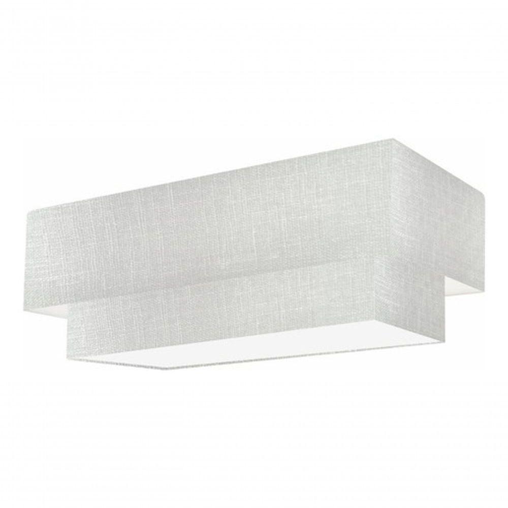 Plafon Duplo Retangular Vivare Md-3072 Cúpula Em Tecido 99x40cm X 80x30cm - Bivolt Rustico-cinza 127/220v - 3