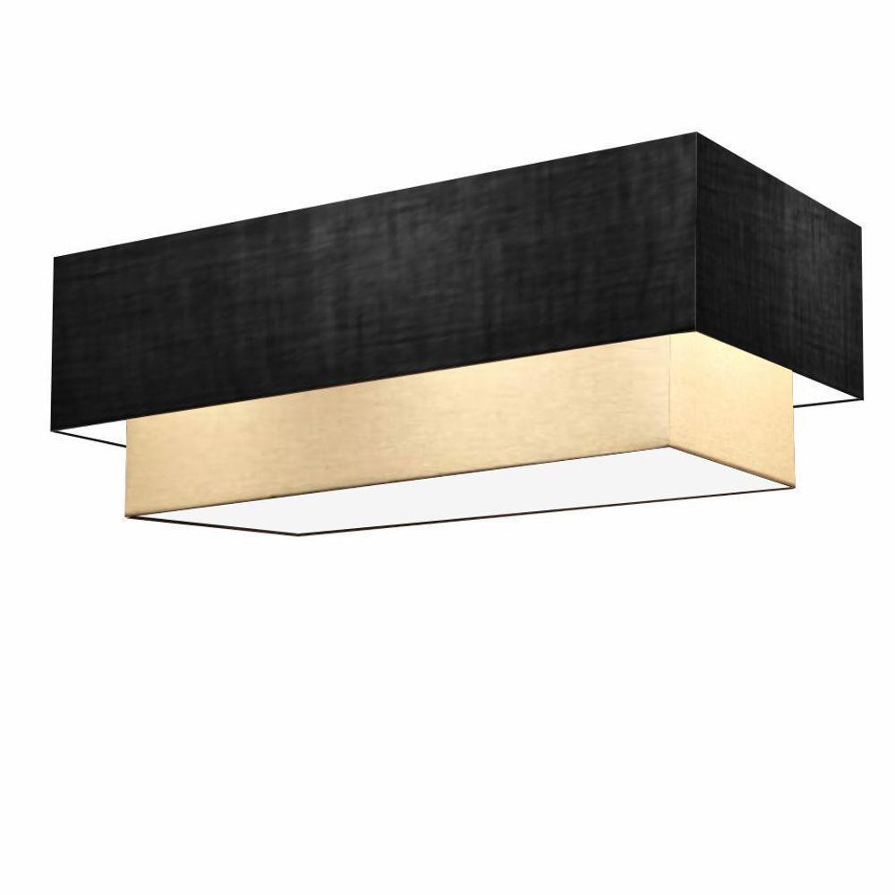 Plafon Duplo Retangular Vivare Md-3071 Cúpula Em Tecido 80x40cm X 70x30cm - Bivolt Preto-bege 127/220v - 1