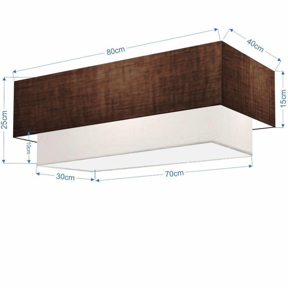 Plafon Duplo Retangular Vivare Md-3071 Cúpula Em Tecido 80x40cm X 70x30cm - Bivolt Café-branco 127/220v - 2