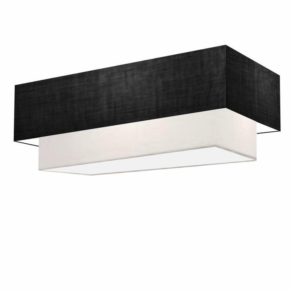 Plafon Duplo Retangular Vivare Md-3071 Cúpula Em Tecido 80x40cm X 70x30cm - Bivolt Preto-branco 127/220v - 1