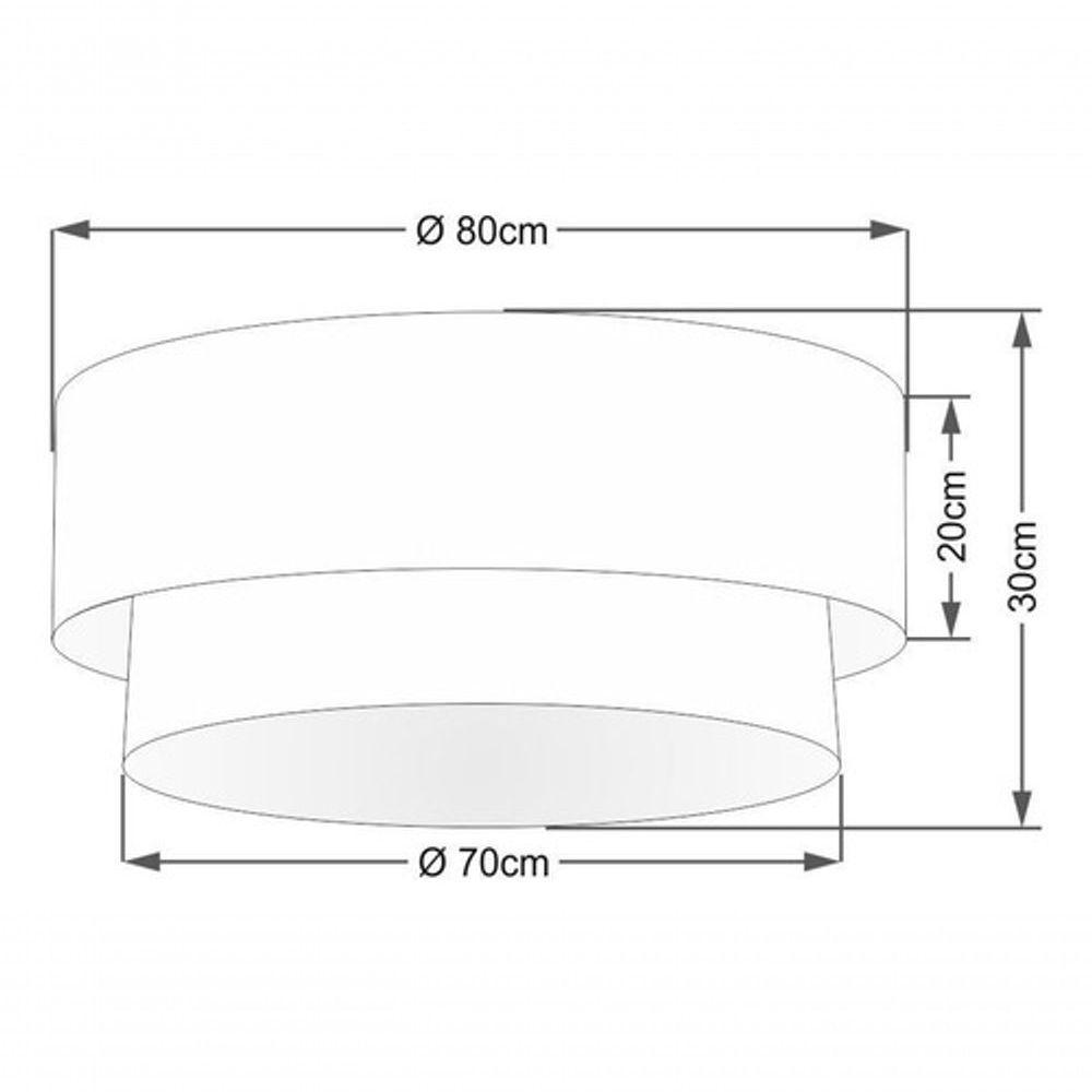 Plafon Duplo Cilíndrico Vivare Md-3065 Cúpula Tecido 80x70cm - Bivolt Verde-limão-branco 127/220v - 4