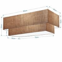 Plafon Duplo Retangular Vivare Md-3071 Cúpula Em Tecido 80x40cm X 70x30cm - Bivolt Palha 127/220v - 2