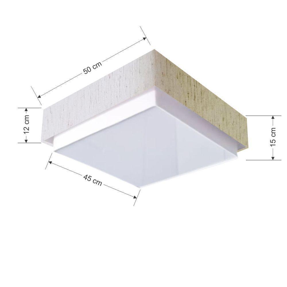 Plafon Quadrado Vivare Md-3091 Cúpula Em Tecido 50x50cm - Bivolt Linho Bege 127/220v - 2
