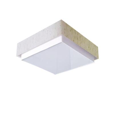 Plafon Quadrado Vivare Md-3091 Cúpula Em Tecido 50x50cm - Bivolt Linho Bege 127/220v