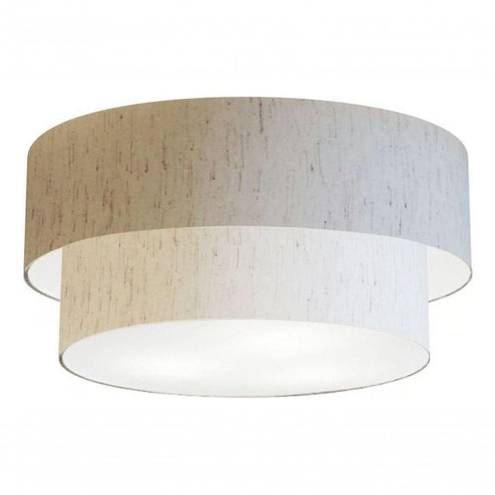 Plafon Duplo Cilíndrico Vivare Md-3017 Cúpula Em Tecido 50x40cm - Bivolt Linho Bege 127/220v - 2
