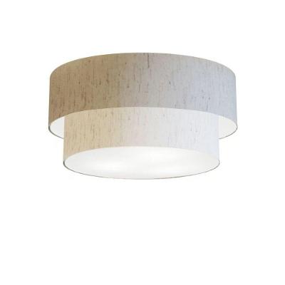 Plafon Duplo Cilíndrico Vivare Md-3017 Cúpula Em Tecido 50x40cm - Bivolt Linho Bege 127/220v