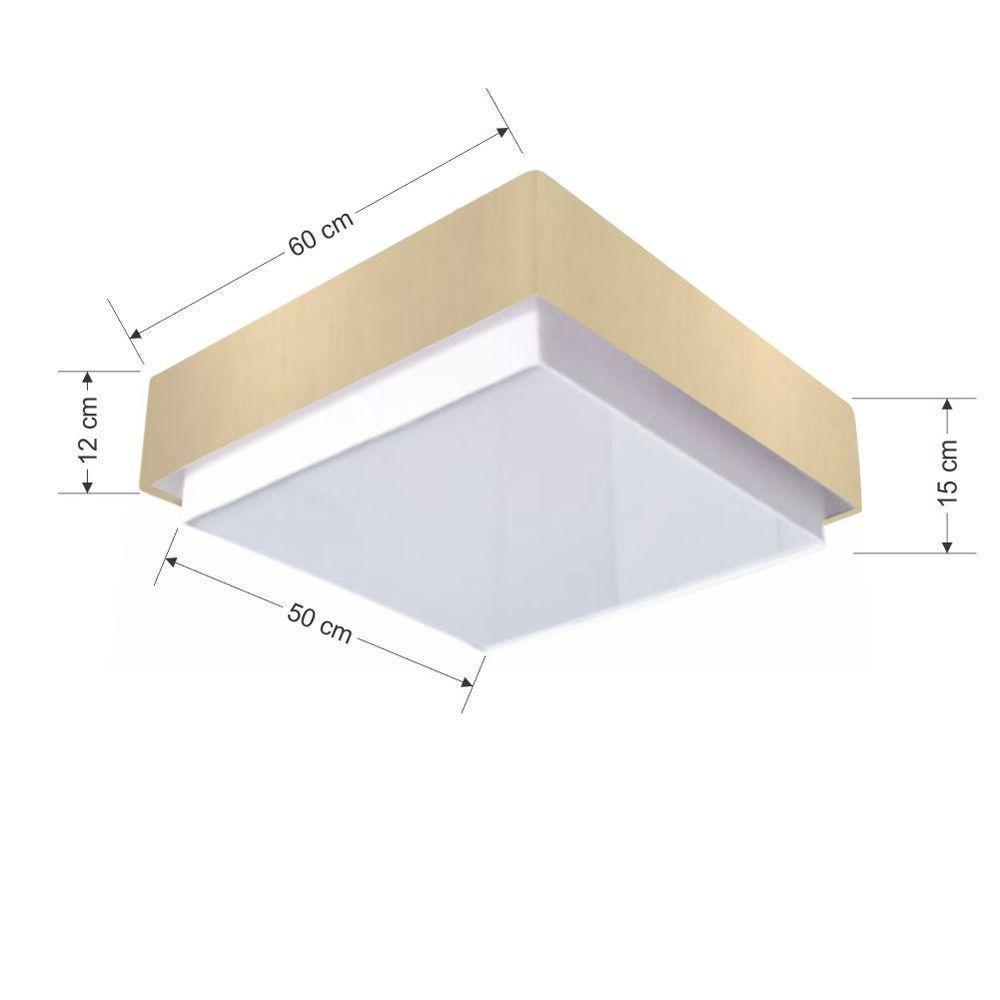 Plafon Quadrado Vivare Md-3092 Cúpula Em Tecido 60x60cm - Bivolt Algodão-crú 127/220v - 2